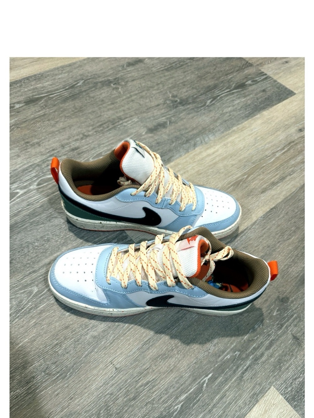 Nike Kids Court Borough Low 2 GS White Alabaster Speckled Sneakers 6.5Y